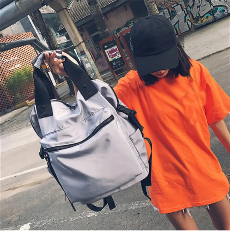 Студенческий стиль, Противоугонный женский рюкзак, большая вместительность, многофункциональная модная школьная сумка, портативная дорожная сумка через плечо - Цвет: Серый
