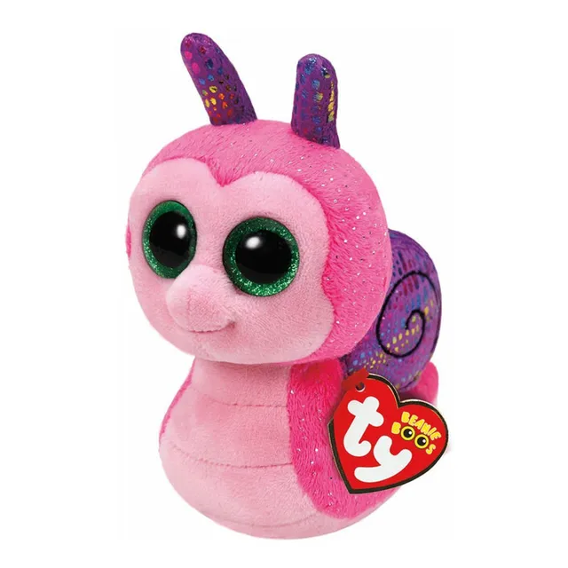 Cheap 6'' 15cm Ty Beanie Boos Original Big Eyes Scooter Plush Toy Doll Child Brithday Pink Snail TY Baby For Kids Gifts S134