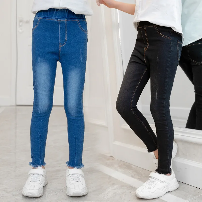 

Children Jeans for Girls New 2019 Fashion Teen Elastic Waist Pants Denim Pencil Kids Skinny Clothes Jeans Trousers