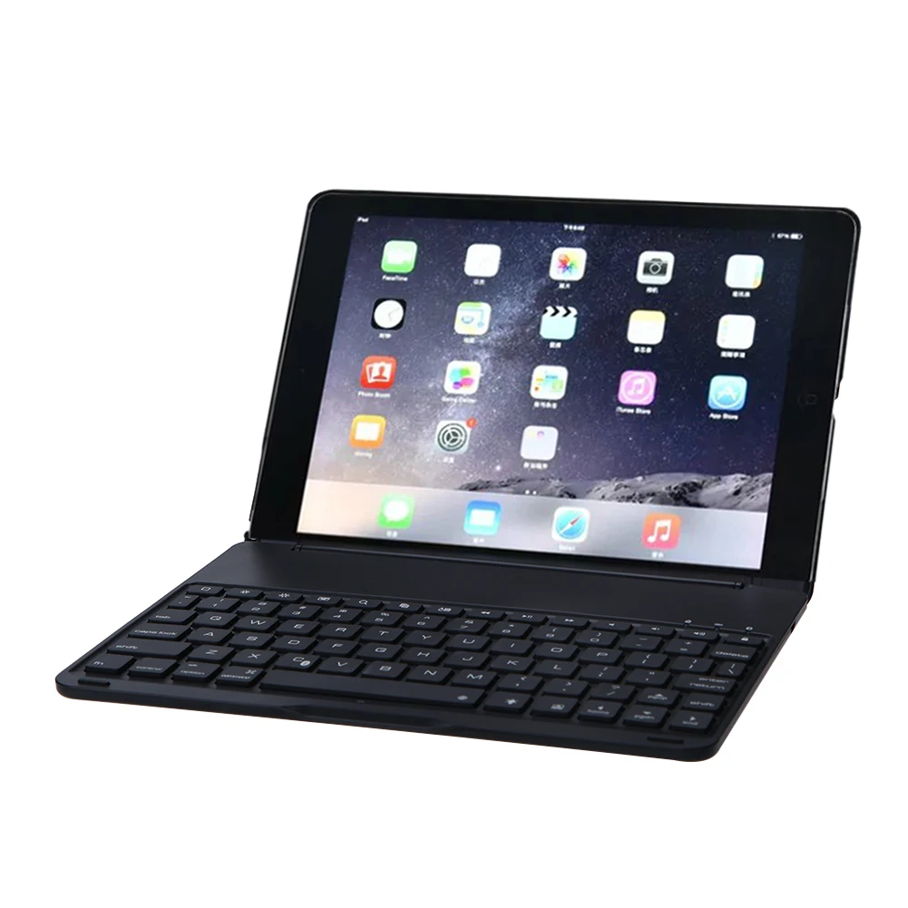 

Waterproof Splashing Button LED 7 Colours Backlit Aluminium Bluetooth Keyboard with Smart Folio Case for iPad Pro 9.7