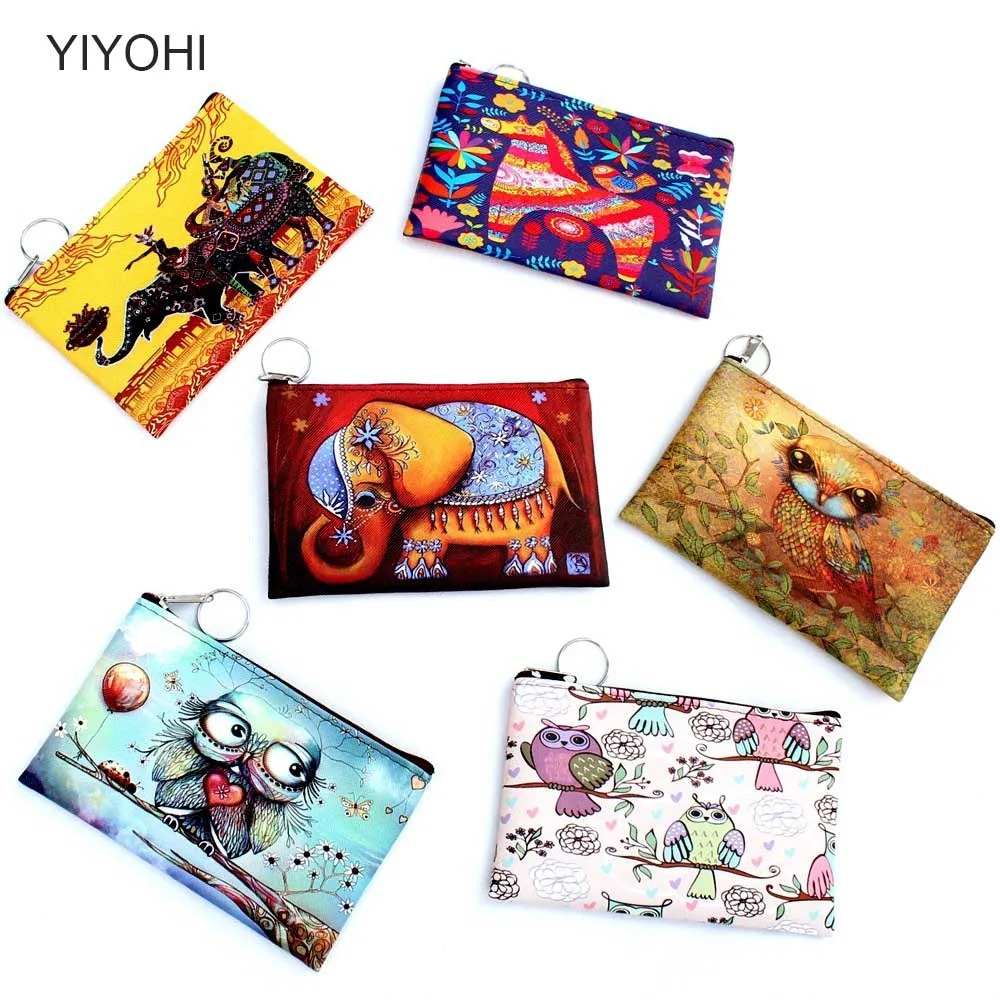 Owl Elephant giraffes Print coin purse Female Zipper coins bag wallet pouch Ladies clutch change purse Women cartoon zero wallet Owl Elephant giraffes Print coin purse Female Zipper coins bag wallet pouch Ladies clutch change purse Women cartoon zero wallet