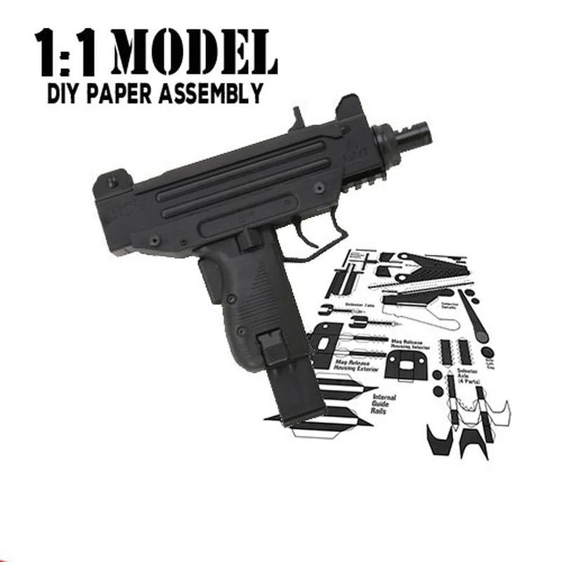 

1:1 UZI Toy Gun Model Paper Assembled Educational Toy Building Construction Toys Card Model Building Sets