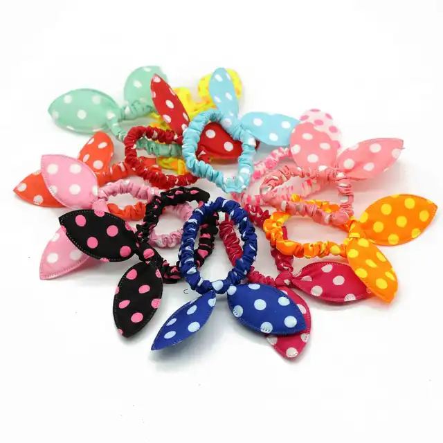 #AD17027 12pcs/lot Rabbit Ears Hair Gum/Tie Rezinochki Bright Color Rubber Band For Hair Children Women Suitable