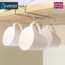 EVERSO 10 Hook Cabinet Kitchen Storage Hanging Mug Hanger Holder Utility Cookware Hook Rack Hanging Storage Hanger Organizer