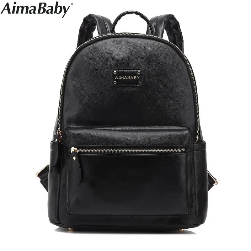 

PU leather designer baby diaper nappy mummy Maternity bag Organizer Bags for mom backpack + Changing Pad+Wet bag