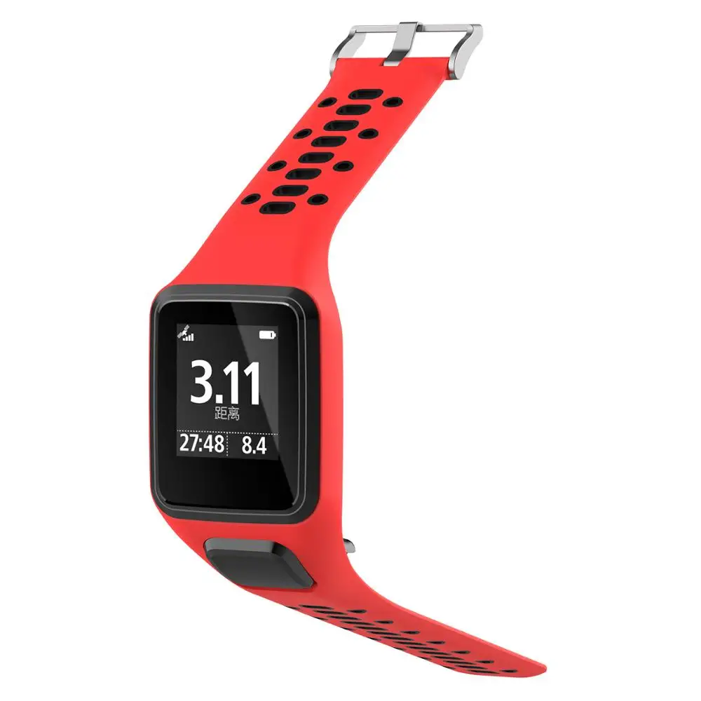 Сменный силиконовый ремешок для TomTom 2 3 Series Runner 2 3 Spark 3 Series Golfer 2 Adventurer gps Watch - Цвет: Red-Black