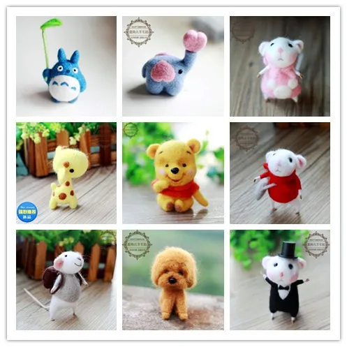 

2019 NEW Sheep felt poke music handmade material mouse giraffe elephant dog animal decoration material bag