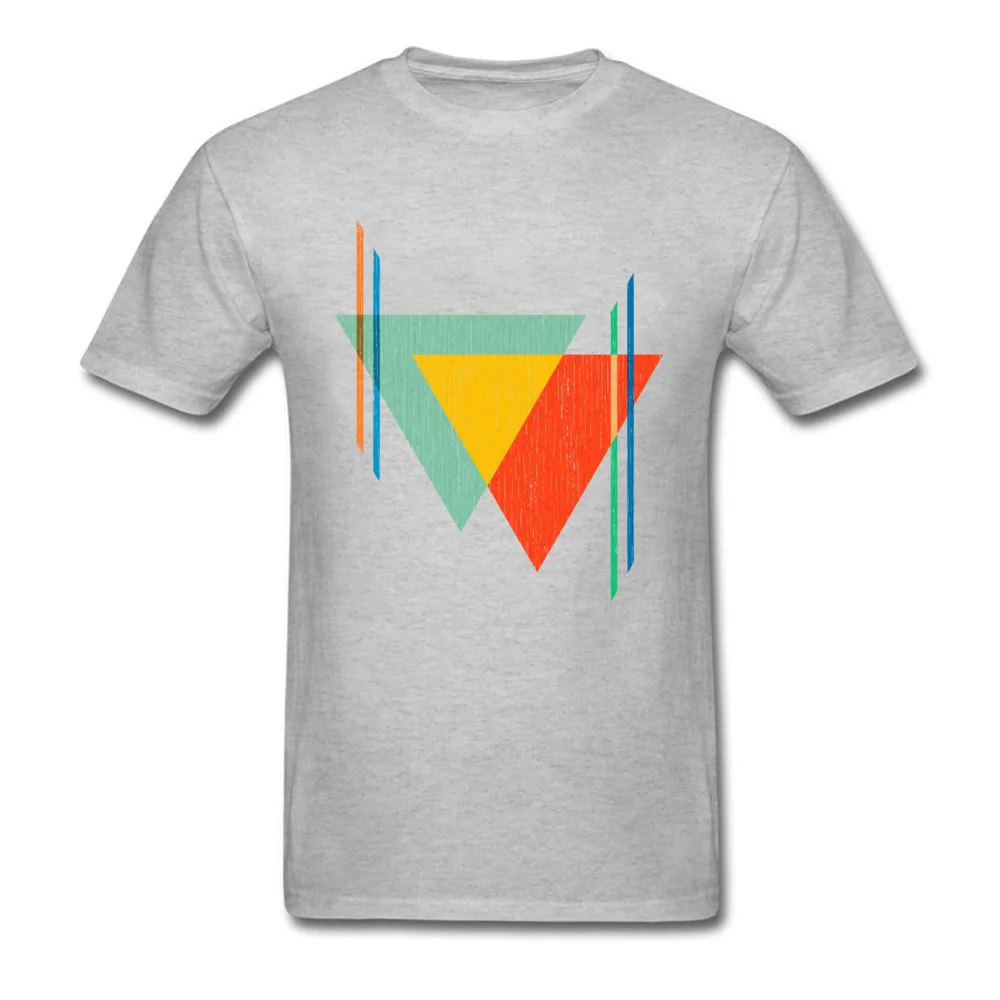 Triangles Blend Pure Cotton Design Tops T Shirt 2018 Discount Short Sleeve Mens T Shirts comfortable Fall T-shirts Round Neck Triangles Blend grey