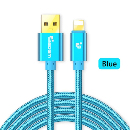 TIEGEM 1/2/3 м 2A нейлоновый usb-кабель для зарядки и Зарядное устройство кабель для передачи данных для iPhone 5 5S 6 6s 7 Plus iOS 9 10 быстрой зарядки Кабели для iPad аксессуары для мобильных телефонов - Цвет: Синий