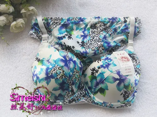 Printing Bra Set 100% Silk Underwear Bra + Underwear Silk Protein bra and thong set