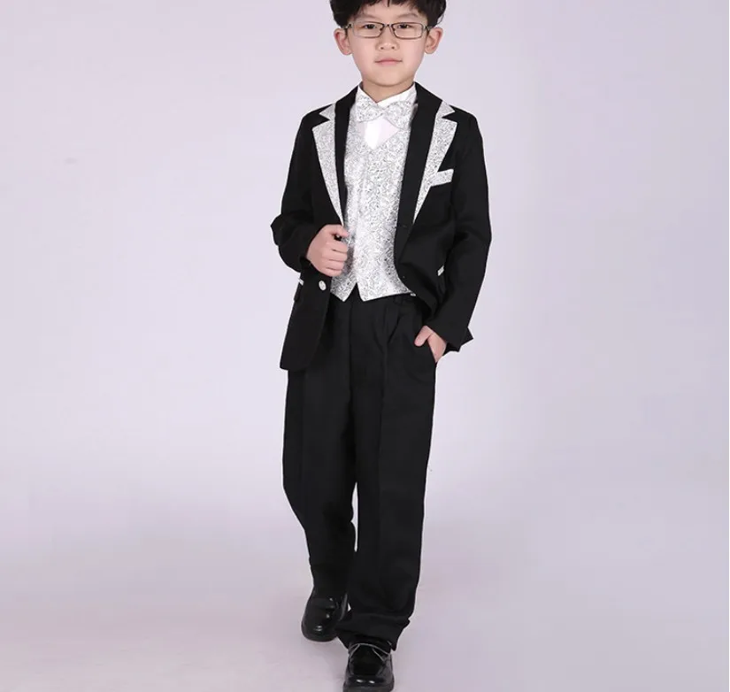 Классическая, элегантная, модная, изысканная вышивка, милый свадебный наряд для мальчиков/комплект из 5 предметов для мальчиков, костюм, 1046