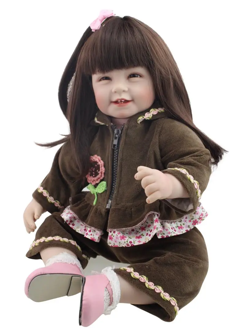 

22" lovely brown long hair princess doll/lifelike baby reborn dolls thailand girl dolls