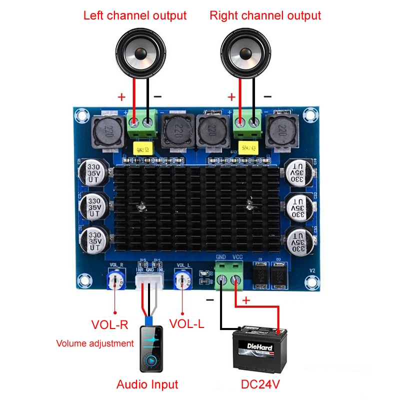 TDA7498 2.0 Digital Power Amplifier Board 100W*2 Dual channel Stereo Audio class d amplifier for speaker DC12-32V TDA7498 2.0 Digital Power Amplifier Board 100W*2 Dual channel Stereo Audio class d amplifier for speaker DC12-32V