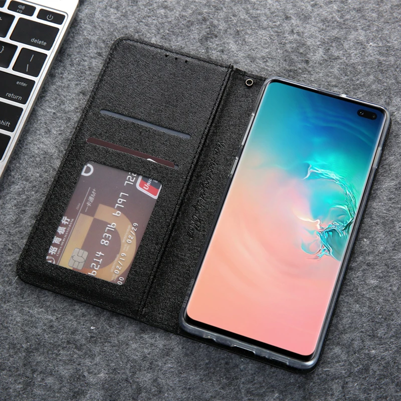 S10 кожаный чехол для Samsung Galaxy Plus s7 edge S8 S9 NOTE 10 Pro из искусственной кожи Магнитный