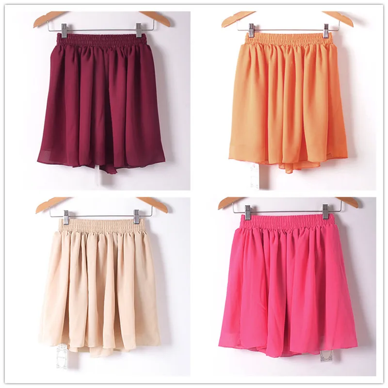Summer Sexy Short Chiffon Skirt 2019 Casual High Waist Double-Deck Skirts Pleated Mini Sexy Short Skirt Party Club Green Skirts (28)