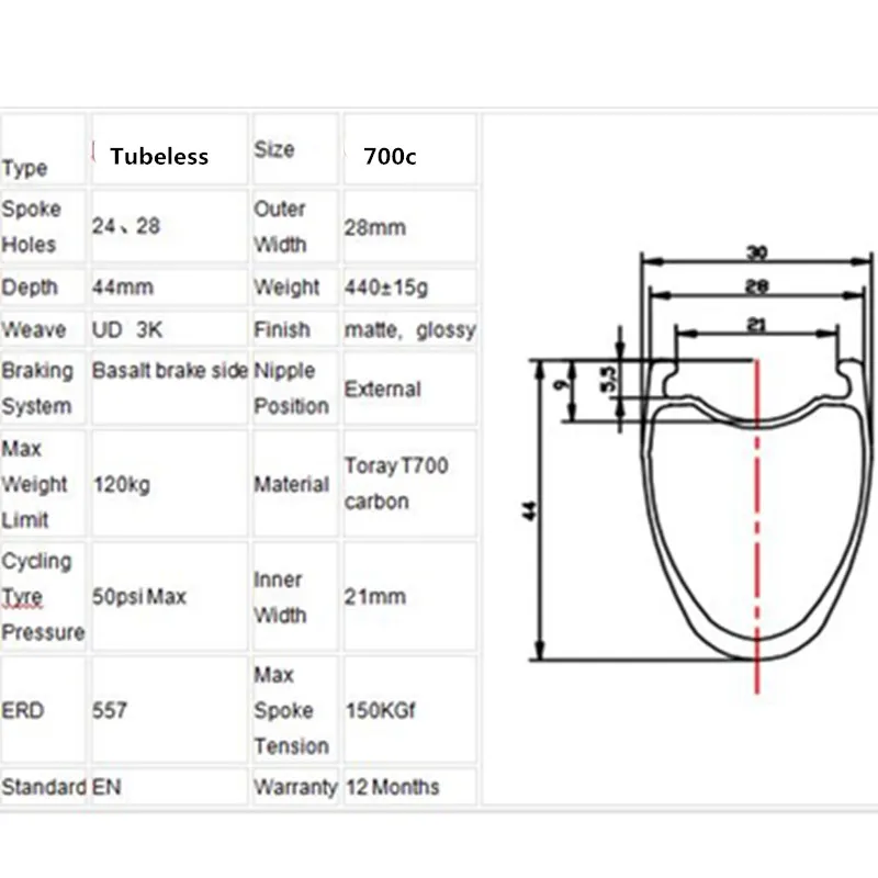Карбоновые колеса 1520g 700c clincher 44 мм бескамерные NOVATEC 100x12 142x12 центральный замок XD