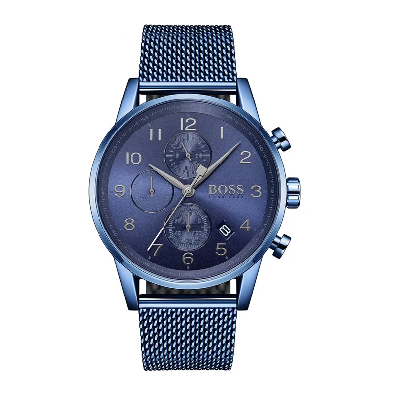 

BOSS Mens Navigator GQ Edition Chronograph Watch Blue-plated Watch with Sliding Buckle - 1513538