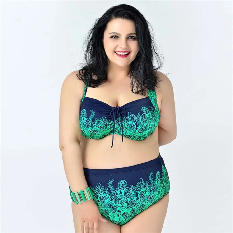 

Women's Plus Size Floral Print Push-up Underwire Bikini Set Bathing Suit