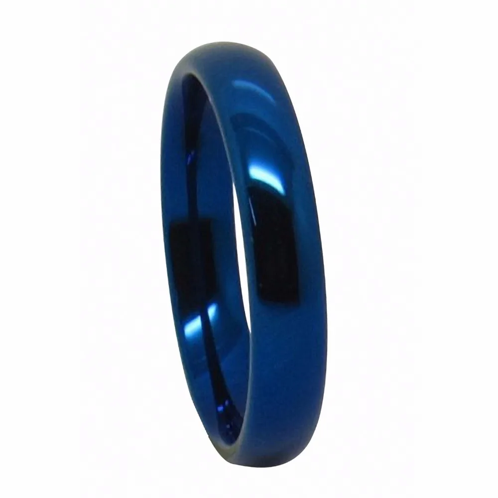 Синие вольфрамовые кольца с высоким полированным куполом обручальное кольцо Мужские Женские Ювелирные изделия
