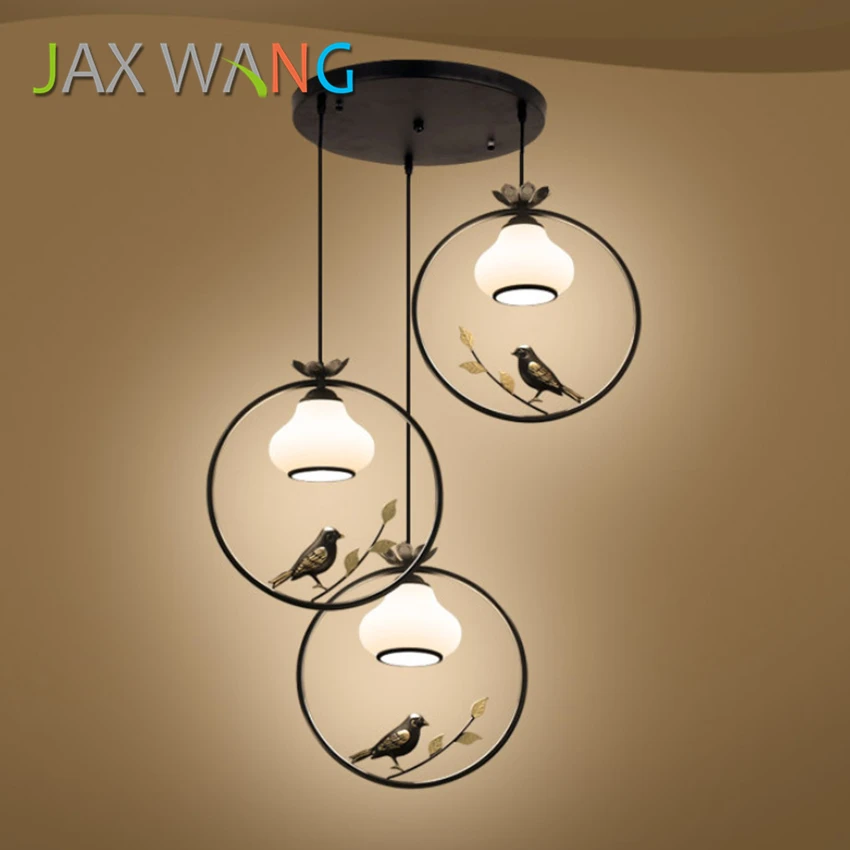 Lovely Individual Birds Pendant Lights Vintage Resin Bird Fabric