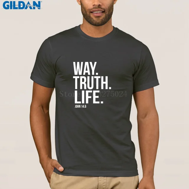 Sprong nikkel Hesje Way Truth Life Bible Scripture Verse Christian T Shirt Homme Print Tshirt  Street Size S-3xl Top Men T-shirt High Quality - T-shirts - AliExpress