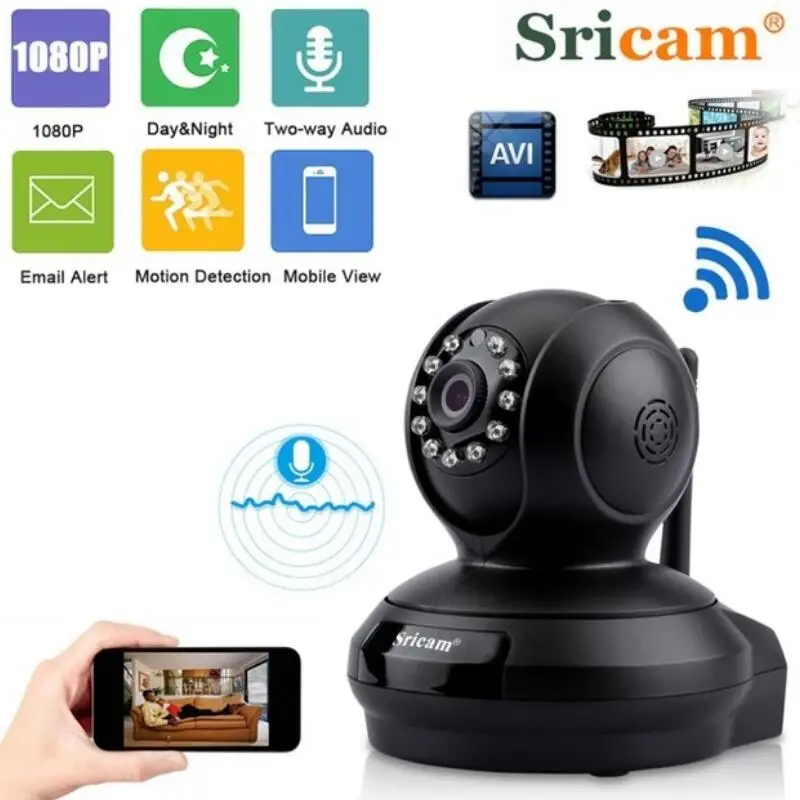 

Sricam SP019 Wireless IP Camera 1080P WiFi Indoor P2P PT TF Card Home Security Surveillance Cam Night Vision Motion Dection