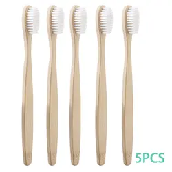 5 шт. натуральная чистая бамбуковая зубная щетка портативная Мягкая зубная щетка для волос экологически чистые щетки Очистка полости рта