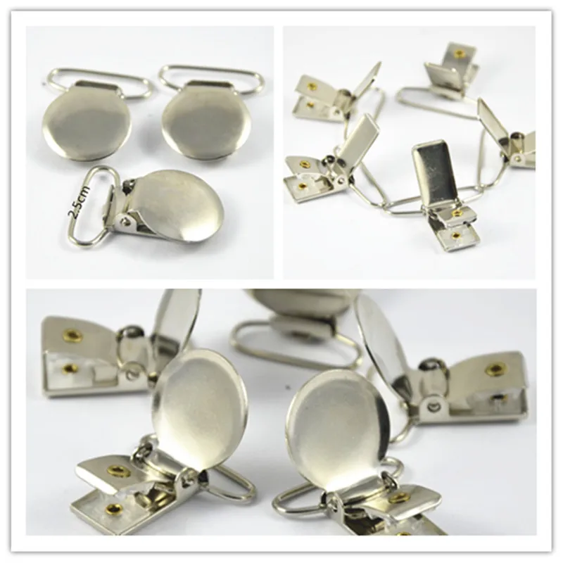 

30pcs Metal Pacifier Clips Suspender Holder With Plastic insert for Pacifier Chain Clip Craft 0.6'/0.8'/1'/1.18'/1.37'INCH