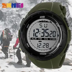 Skmei 1025 Для мужчин спортивные часы Открытый военный светодиодный Цифровые наручные часы Секундомер EL Авто Дата Relogio Masculino
