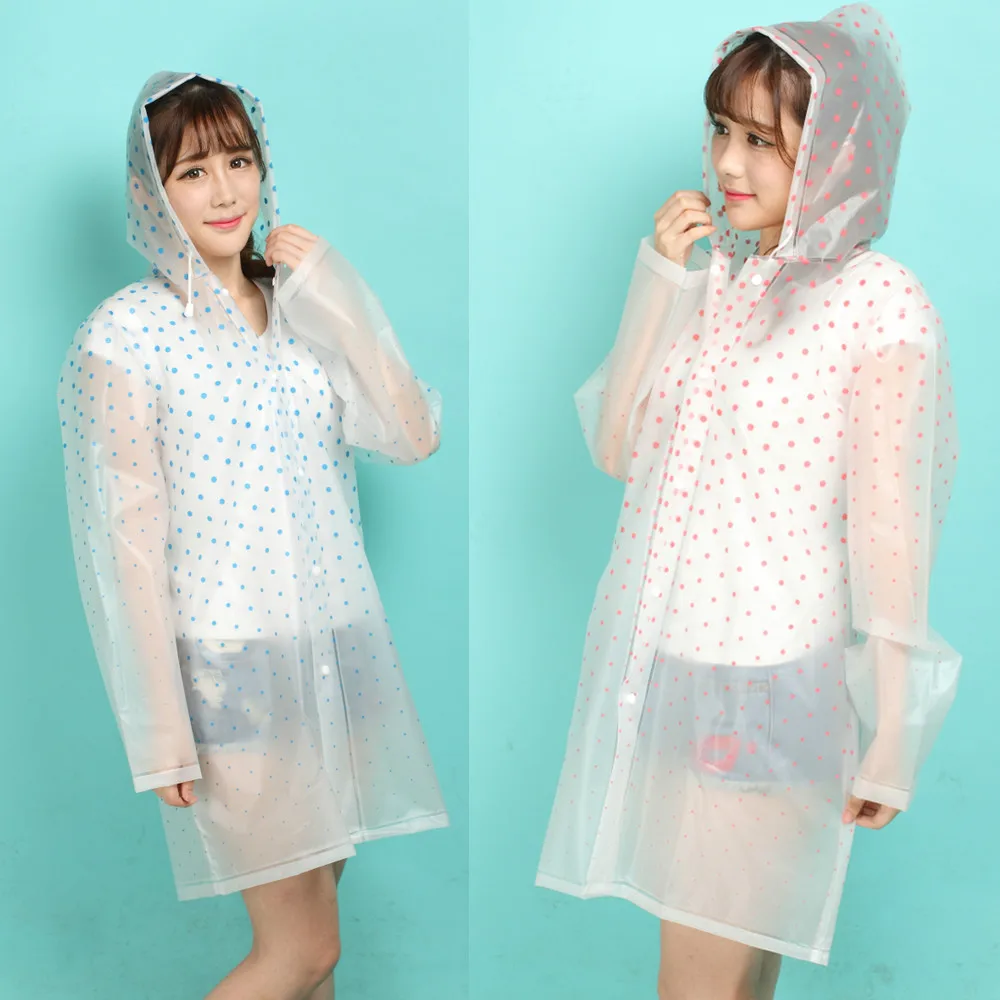 Japanese Korean Fashion Transparent Clear Raincoat for Women Ladies