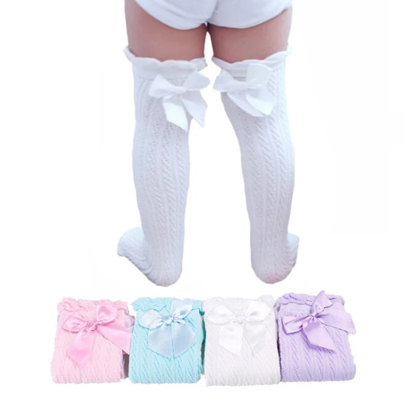 

Baby Girls Knee High Socks Kids Children Cute Lace Bows Princess leg Warmers Solid Cotton Girl Long Tube White Socks 1-6years