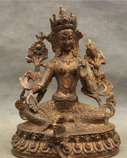 

Free Shipping zhaorui488417+ + Details about Old Tibet Bronze Buddhism Lotus Green Tara Goddess Statue Kwan-Yin Buddha Joss