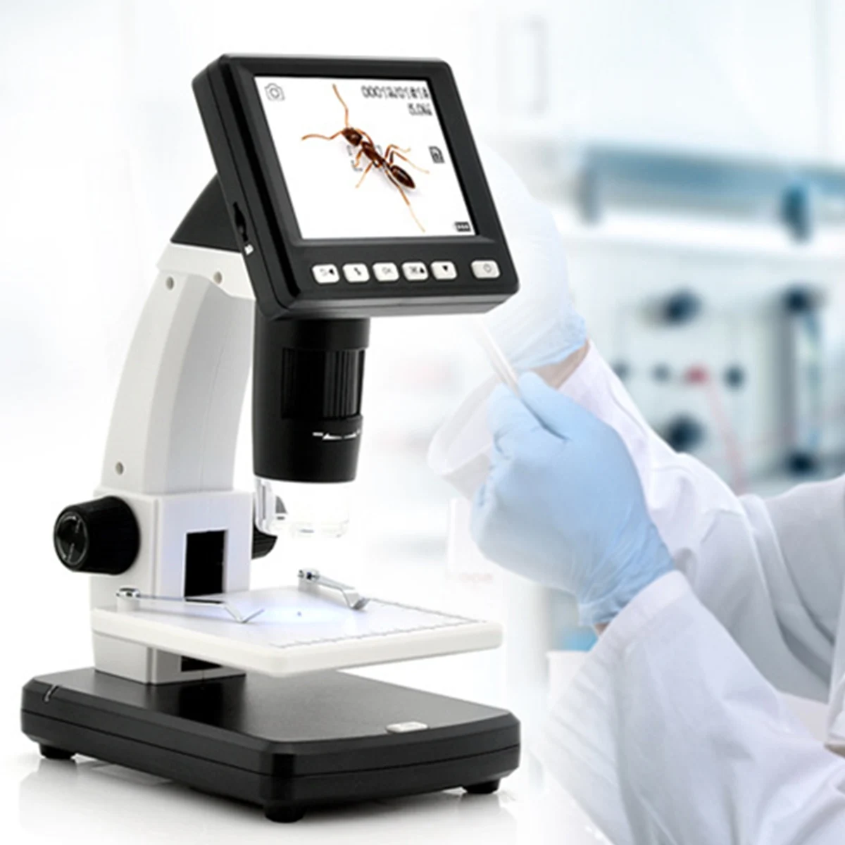 

Digital Microscope 5M high quality Image Sensor 3.5 Inch Video Color Screen LCD Display 1-500X Continuous Amplification Magnifie
