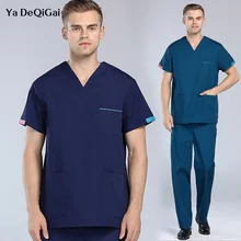 Новые летние v-образным вырезом доктор униформа для медсестер медицинская рабочая одежда Красота салон на каждый день комплект короткий медицинская униформа для сотрудниц спа-салонов лабораторный халат