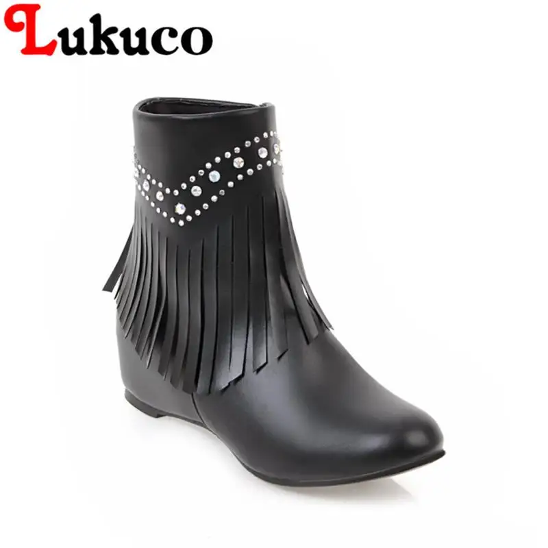 

2018 plus size to 38 39 40 41 42 43 44 45 46 47 48 Lukuco women ankle boots zipper design high quality lady shoes free shipping