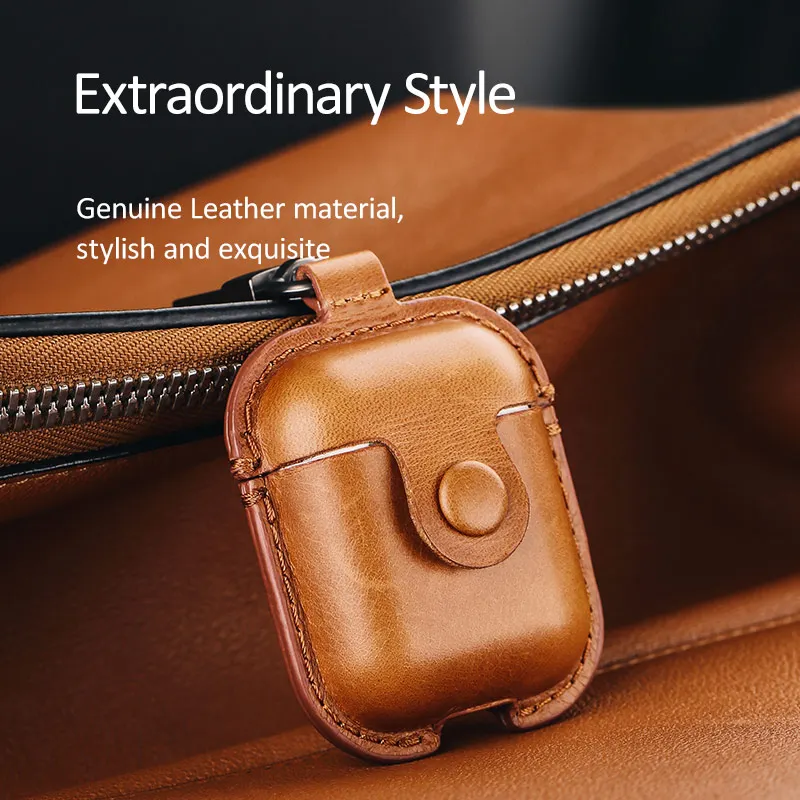 USAMS Luxury Genuine Leather Case for Apple Airpods Earphone Protective Cover for Air Pods Wireless Bluetooth Earphone Box USAMS Luxury Genuine Leather Case for Apple Airpods Earphone Protective Cover for Air Pods Wireless Bluetooth Earphone Box