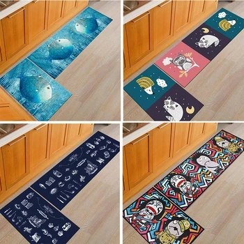 

Love Animal Blue Kitchen Mats Set Anti Fatigue Slip Carpet Dog Doormat for Floor Outdoor Entrance Mat Funny