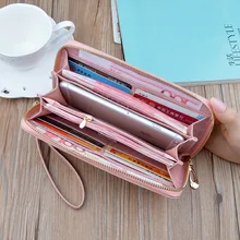 Leather Women Wallets Lady Purse Long Wallet Antimagnetic Handheld Women's Long Star Pattern Wallet Coin Purse With Zipper#0.7