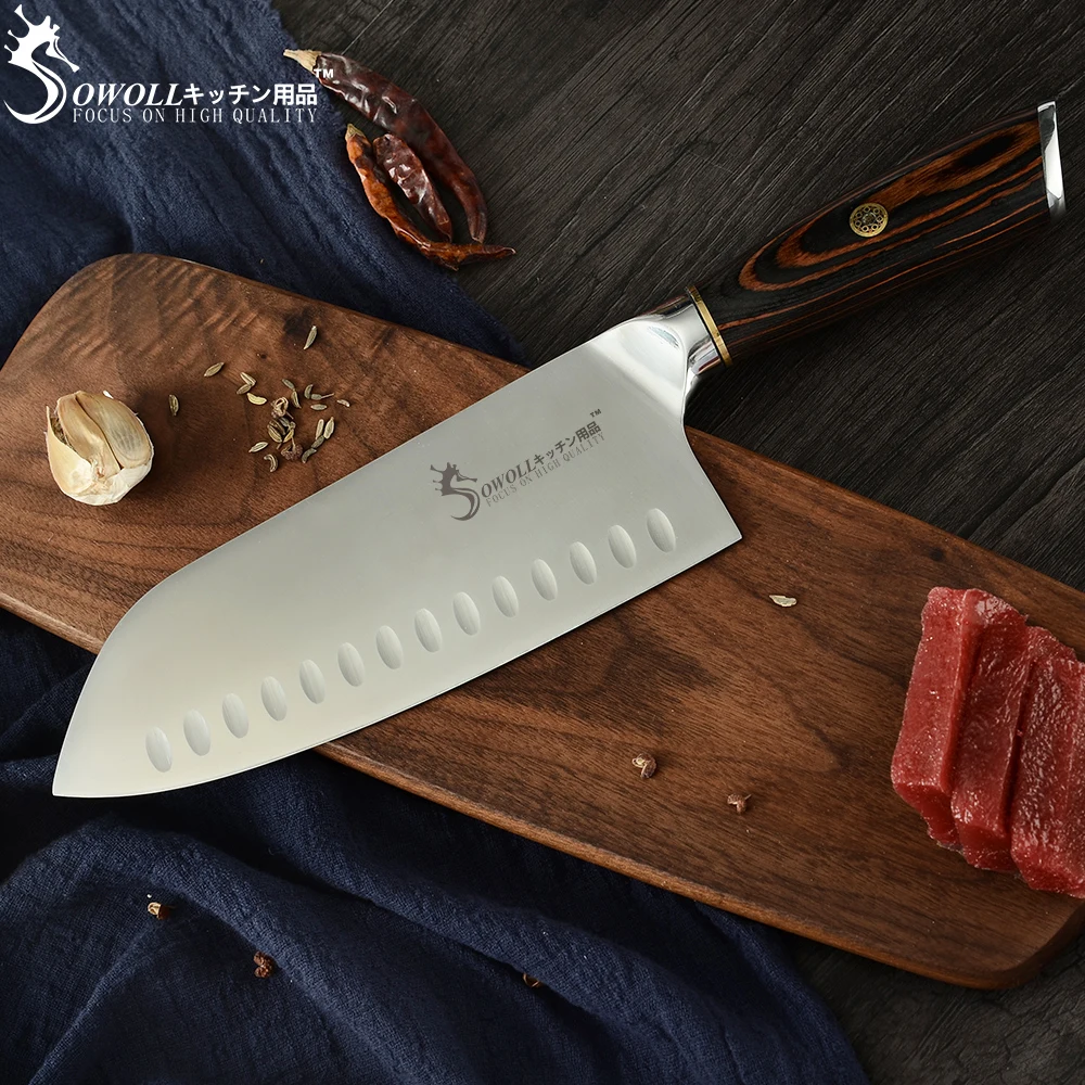 

SOWOLL High Grade Chopping Knife 5Cr15 High Hardness Butcher Chef Knives Non-stick Colorwood Handle Razor Sharp Blade Cleaver