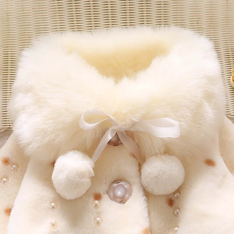 Одежда для девочек осень-зима искусственный мех жемчуг воротник с флисовым отворотом для маленьких детей верхняя одежда куртка пальто «принцесса» roupas de bebe casaco