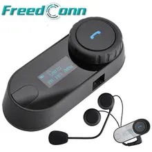 FreedConn LCD Screen With FM Function 800M 3 Riders Helmet Hi-Fi Speaker Motorcycle Intercom Wireless Interphone Helmet Headset