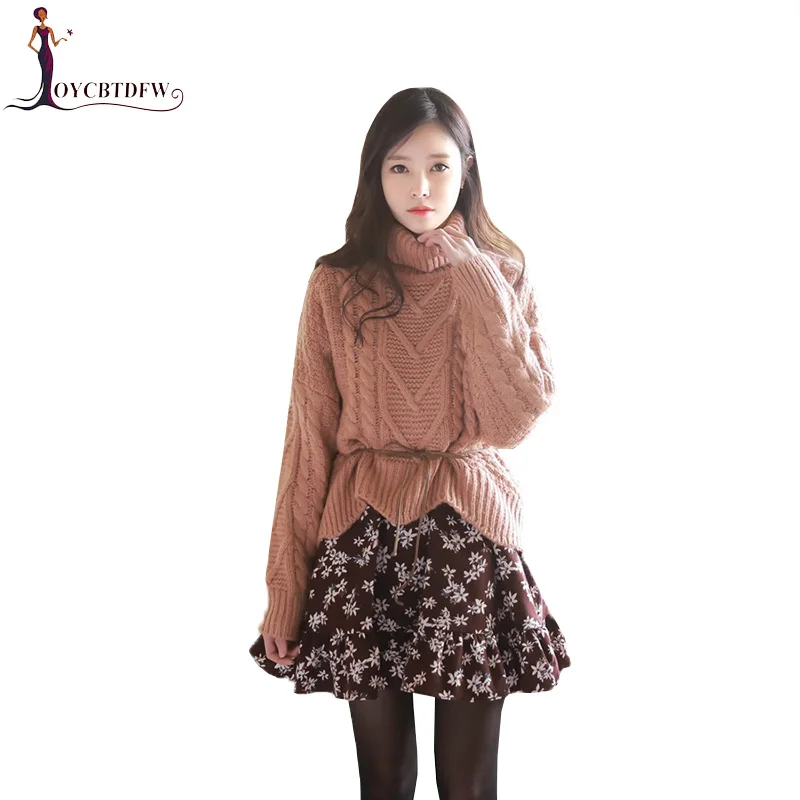 

Women pullover 2018 Autumn Winter New Korean Women Retro Twist High Collar knitting Sweater Female Winter Thicken Sweater XY506
