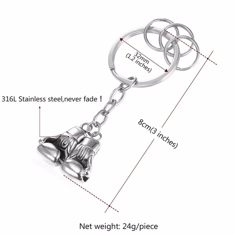 Золотой цвет брелок с боксерскими перчатками пара металлический держатель для ключей 316L нержавеющая сталь боксерская перчатка брелок Спортивная брелок подарок K21G