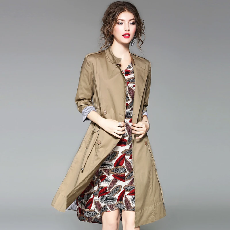 Coupe breasted Printemps Photo vent De Double Color Color Automne Manteau Section Longue Trench Femmes Version 2018 Mode photo Coréenne wIx7gqq