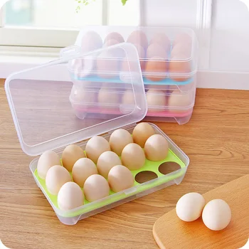 

15 Eggs Holder Clear Food Storage Container Refrigerator Egg Storage Box Case Food Preservation Plastic Boxes Kitchen Organizer
