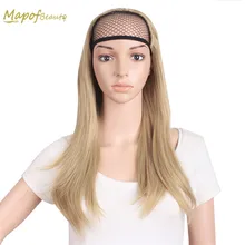 MapofBeauty, длинный прямой блондин, темно-коричневый, натуральный, половина парика для женщин, термостойкие синтетические волосы на заколках, накладные волосы