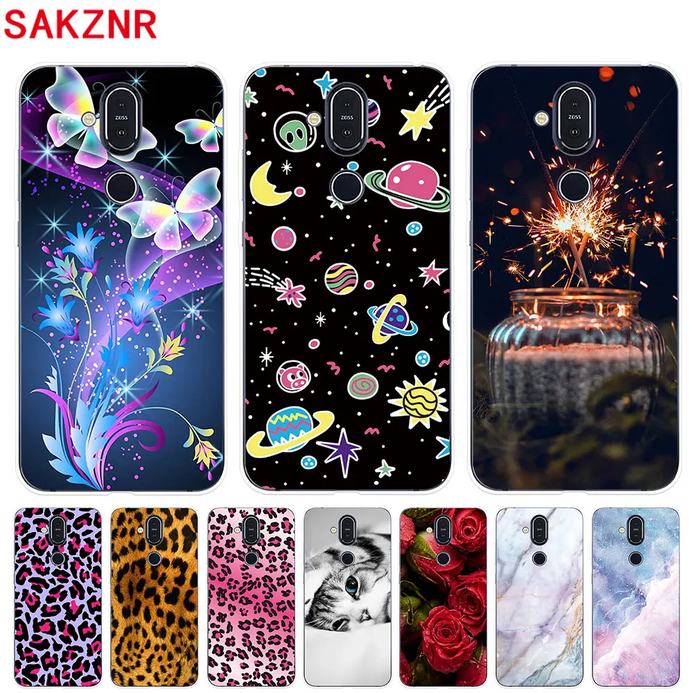 

For Nokia 8.1 Case Cover For Nokia8.1 Cases Transparent Printing Funda Couqe Soft Silicone Case For Nokia 8.1 Phone Cover