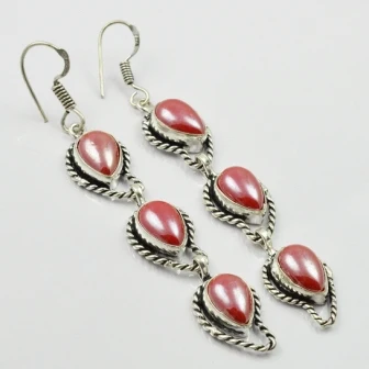 

Gem stone, Silver Overlay on Copper Earrings, 80 mm , E2014