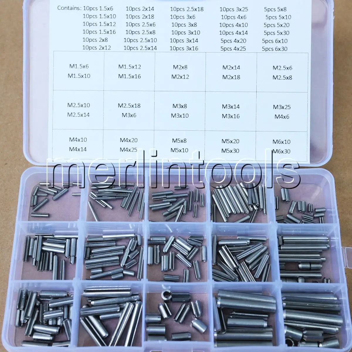 

Stainless Steel Split Spring Dowel Tension Roll Pins 1.5 - 6mm Assortment Kit