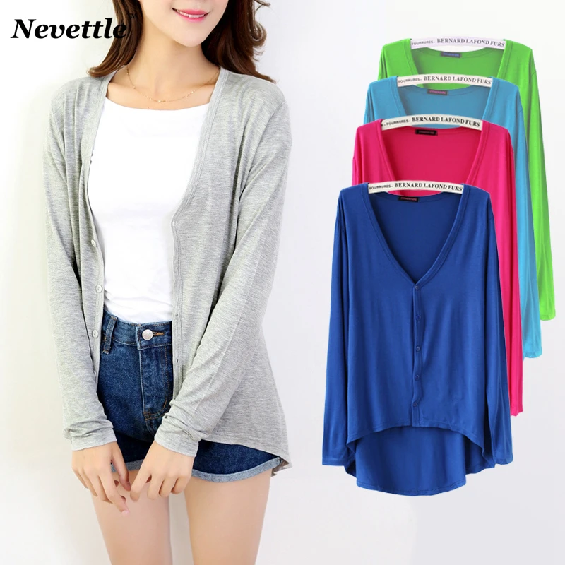 

Nevettle Spring Thin Swallow Casual Midi Cardigan Women Modal Cotton V neck Button Jacket Coat